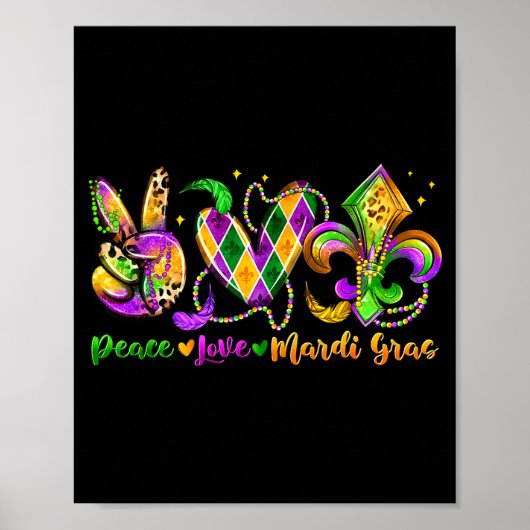 Peace Love Fleur De Lis Mardi Gras 2026 Carnival N Poster (Vorne)