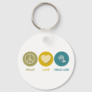 Peace Love French Horn Schlüsselanhänger