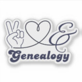 Peace, Love & Genealogy Aufkleber (Vorderseite)