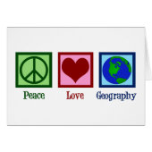 Peace Love Geography Teacher World Map Card (Vorderseite (Horizontal))