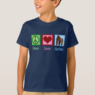 Peace Love Gorillas Zoo Kids T-Shirt