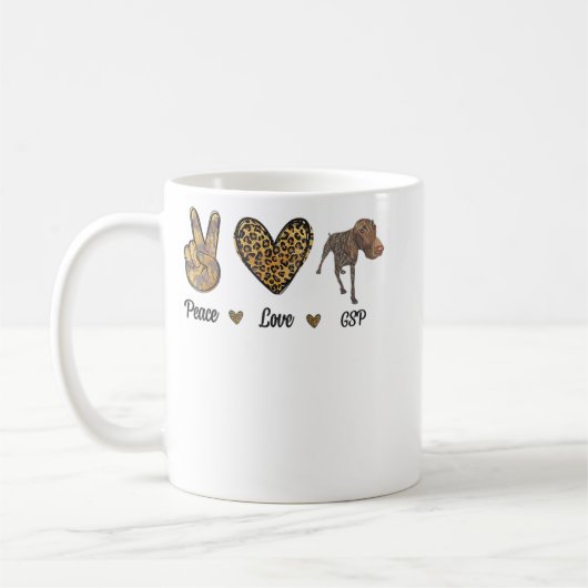 Peace Love GSP german pointer Pet Dog Puppy Owner Kaffeetasse (Links)
