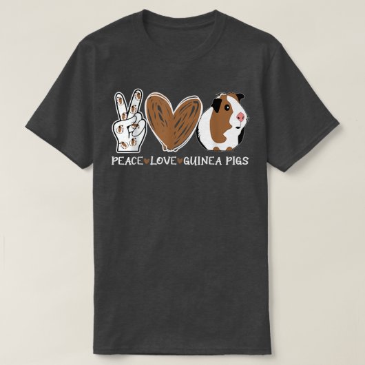 Peace Love Guinea Pigs Funny T-Shirt (Design vorne)