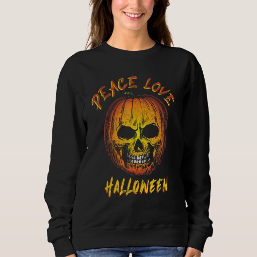 Peace Love Halloween Happy Halloween Pumpkin Leopa Sweatshirt (Vorderseite)
