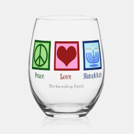 Peace Love Hanukkah Cute Custom Weinglas Ohne Stiel