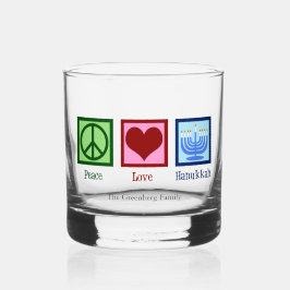 Peace Love Hanukkah Cute Custom Whiskyglas