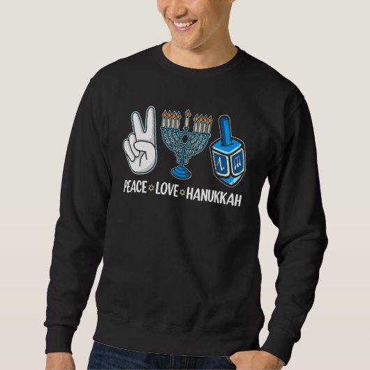Peace Love Hanukkah Jewish Menorah Chanukah Retro Sweatshirt (Vorderseite)