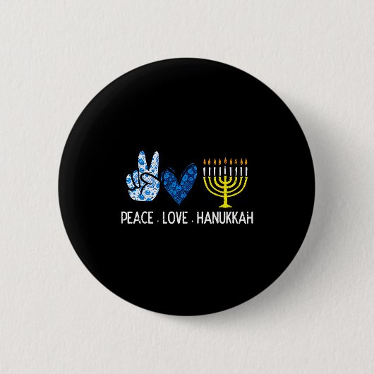 Peace Love Hanukkah Retro Chanukah Jewish Men Wome Button (Vorderseite)