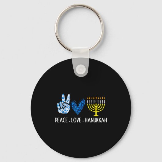 Peace Love Hanukkah Retro Chanukah Jewish Men Wome Schlüsselanhänger (Vorderseite)