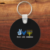 Peace Love Hanukkah Retro Chanukah Jewish Men Wome Schlüsselanhänger (Vorderseite)