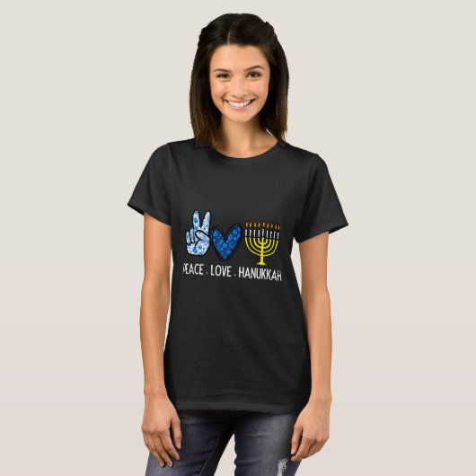 Peace Love Hanukkah Retro Chanukah Jewish Men Wome T-Shirt (Vorne ganz)