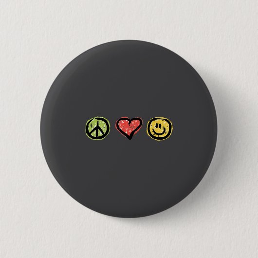 Peace Love Hapness Insrational Hipe Gift Button (Vorderseite)