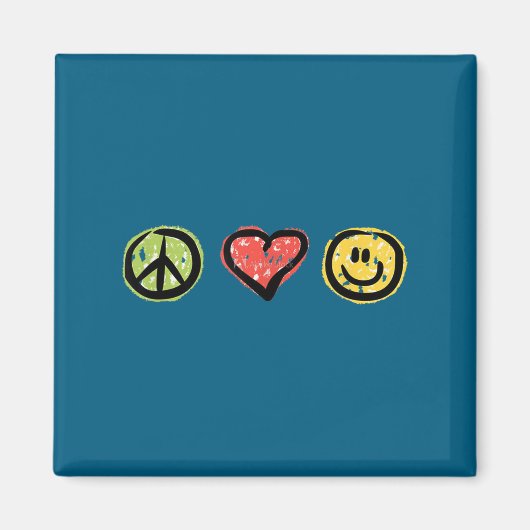 Peace Love Hapness Insrational Hipe Gift  Magnet (Vorne)