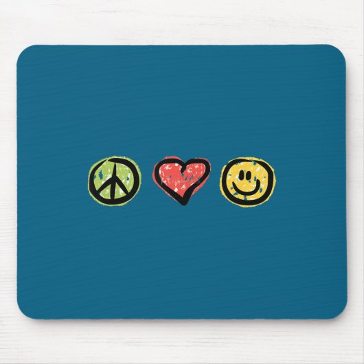 Peace Love Hapness Insrational Hipe Gift  Mousepad (Vorne)