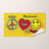 Peace Love Happiness Badhandtuch Set (Handtuch)