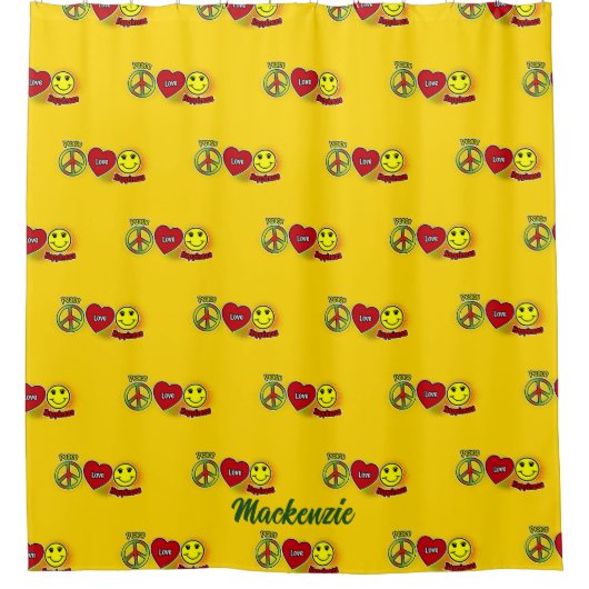 Peace Love Happiness Duschvorhang (Vorderseite)