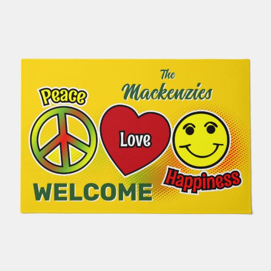 Peace Love Happiness Family Fußmatte (Vorderseite)