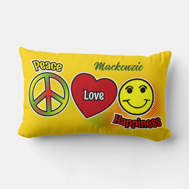 Peace Love Happiness Lendenkissen (Rückseite)