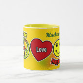 Peace Love Happiness Yellow Tasse (Zentrum)