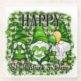 PEACE LOVE HAPPY ST PATRICKS DAY CUTE GNOMES GLASUNTERSETZER