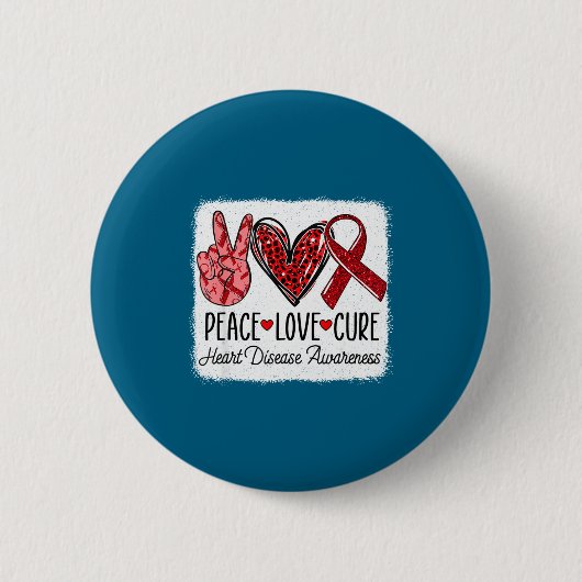 Peace Love Heart Disease Awareness Chd Suprt Wear  Button (Vorderseite)