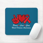 Peace Love Heart Disease Awareness Chd Suprt Wear Mousepad (Mit Mouse)