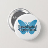 Peace Love Hippie Chick Button (Vorne & Hinten)