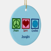 Peace Love Hook Cute Monogram Crocheter Keramik Ornament (Rechts)