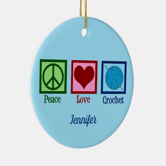 Peace Love Hook Cute Monogram Crocheter Keramik Ornament (Rechts)