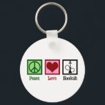Peace Love Hookah Bar Schlüsselanhänger<br><div class="desc">Peace Love Hookah. A cool hookah bar gift with a peace sign,  heart,  and pipe.</div>