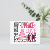 Peace Love Hope Christmas Holiday Breast Cancer Feiertagspostkarte (Stehend Vorderseite)