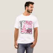 Peace Love Hope Christmas Holiday Breast Cancer T-Shirt (Vorne ganz)