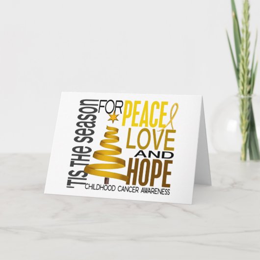 Peace Love Hope Christmas Holiday Childhood Cancer Feiertagskarte (Vorderseite)