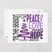 Peace Love Hope Christmas Holiday Epilepsy Feiertagspostkarte (Vorne/Hinten)