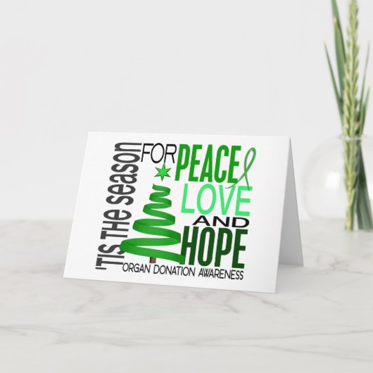 Peace Love Hope Christmas Holiday Organ Donation Feiertagskarte (Vorderseite)