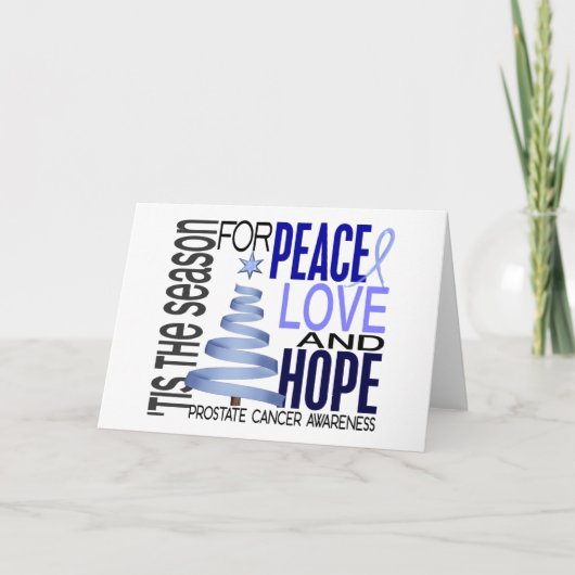 Peace Love Hope Christmas Holiday Prostate Cancer Feiertagskarte (Vorderseite)