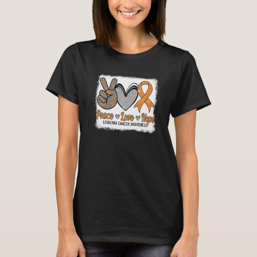 Peace Love Hope Leukemia Awareness Month Warrior W T-Shirt (Vorderseite)