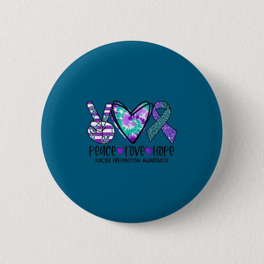 Peace Love Hope Suicide Prevention Awareness Tie-d Button (Vorderseite)