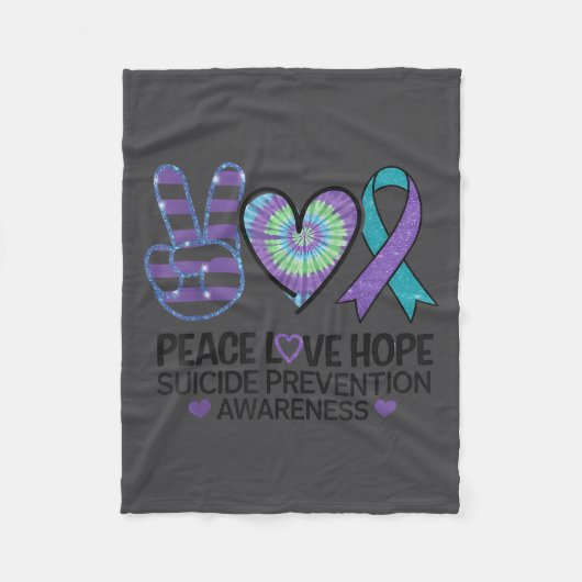Peace Love Hope Suicide Prevention Tie Dye Awarene Fleecedecke (Vorderseite)