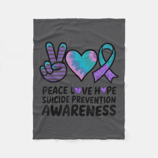 Peace Love Hope Suicide Prevention Tie Dye Awarene Fleecedecke (Vorderseite)