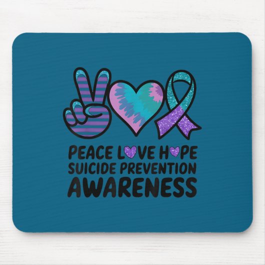 Peace Love Hope Suicide Prevention Tie Dye Awarene Mousepad (Vorne)
