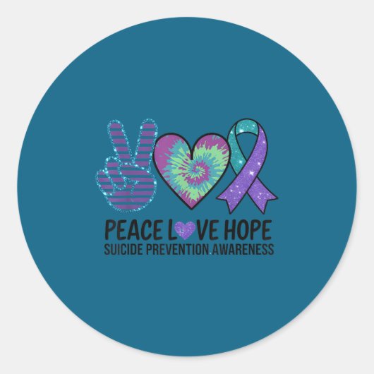 Peace Love Hope Suicide Prevention Tie Dye Awarene Runder Aufkleber (Vorderseite)