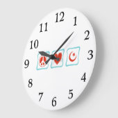 Peace Love Islam Squares Große Wanduhr (Winkel)