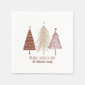 Peace, Love & Joy Christmas Festive Trees Holiday Serviette (Vorderseite)