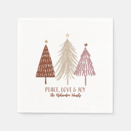 Peace, Love & Joy Christmas Festive Trees Holiday Serviette