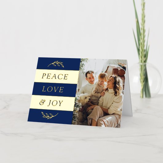 Peace, Love & Joy Modern Photo Christmas Real (Vorderseite)