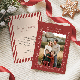 Peace Love & Joy Red Family Photo Christmas Feiertagskarte