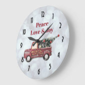 Peace Love & Joy Toy Truck Merry Christmas Große Wanduhr (Winkel)