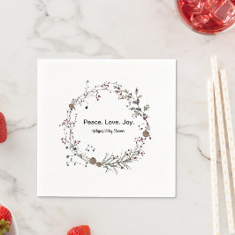 Peace love joy winterberry rustic boho wildflowers serviette