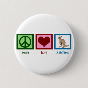 Peace Love Kangaroo Button
